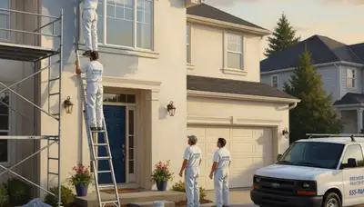 House painters in Kenosha, WI painting a home exterior for weather protection and curb appeal